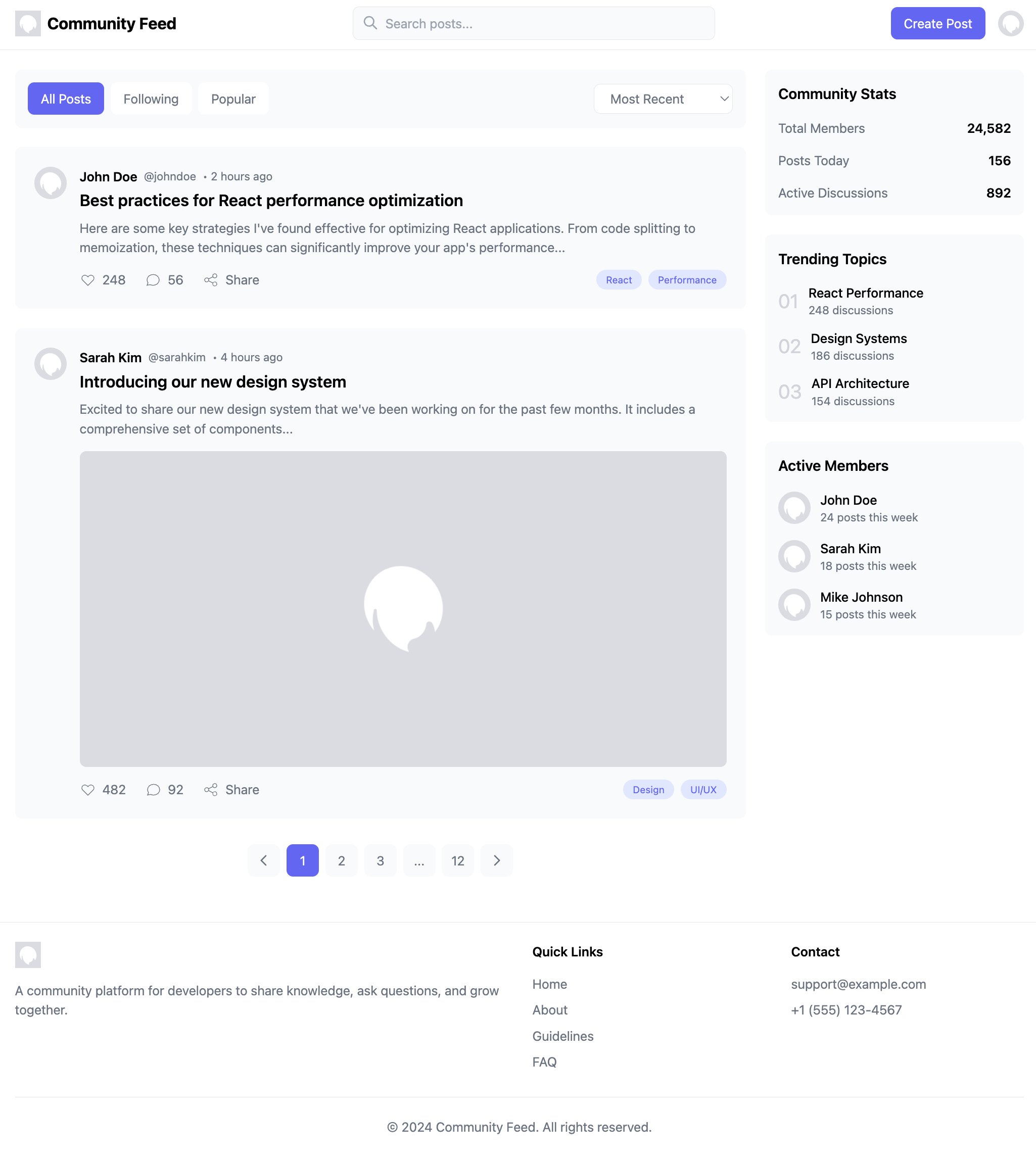 Classic List Community Feed Template