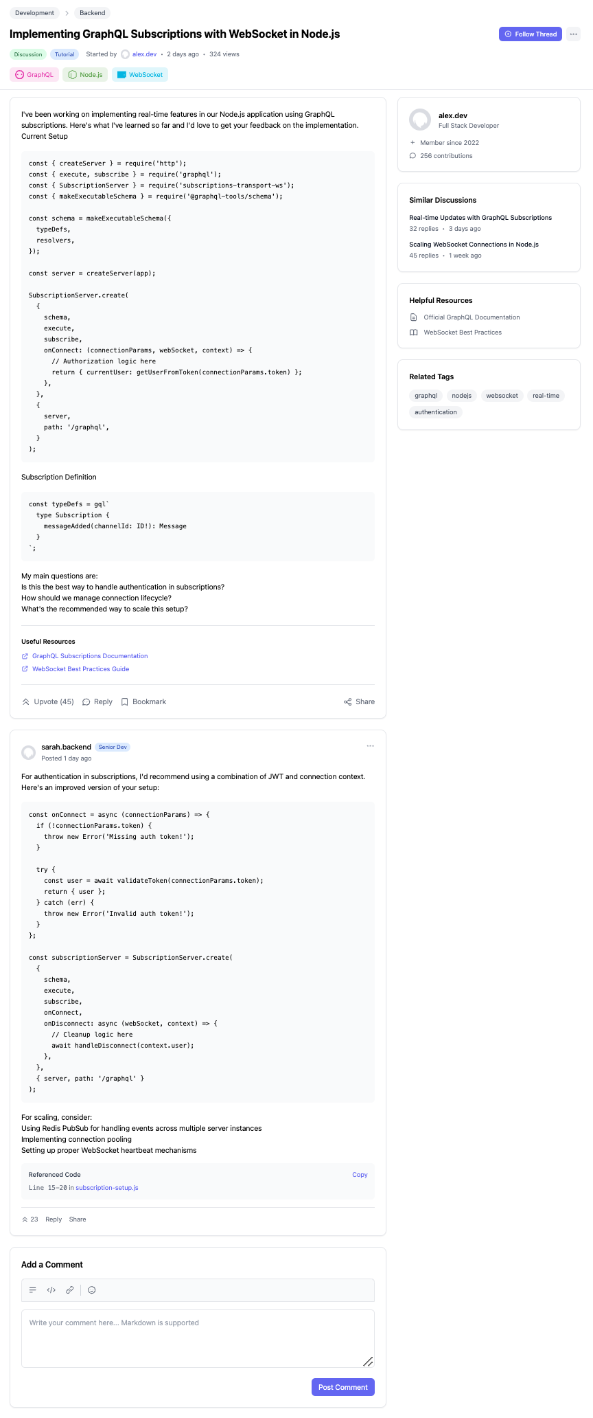 Tech Community Discussion View
