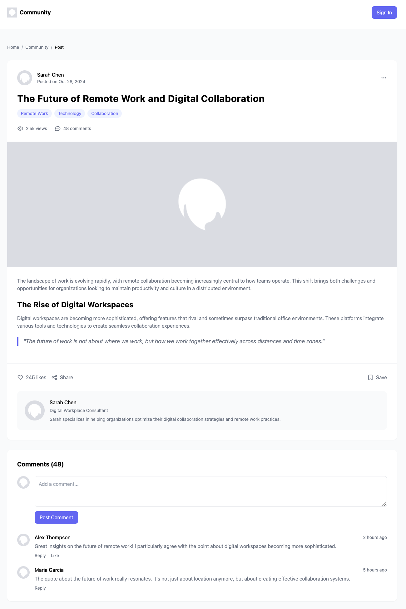 Blog-style Community Post Template