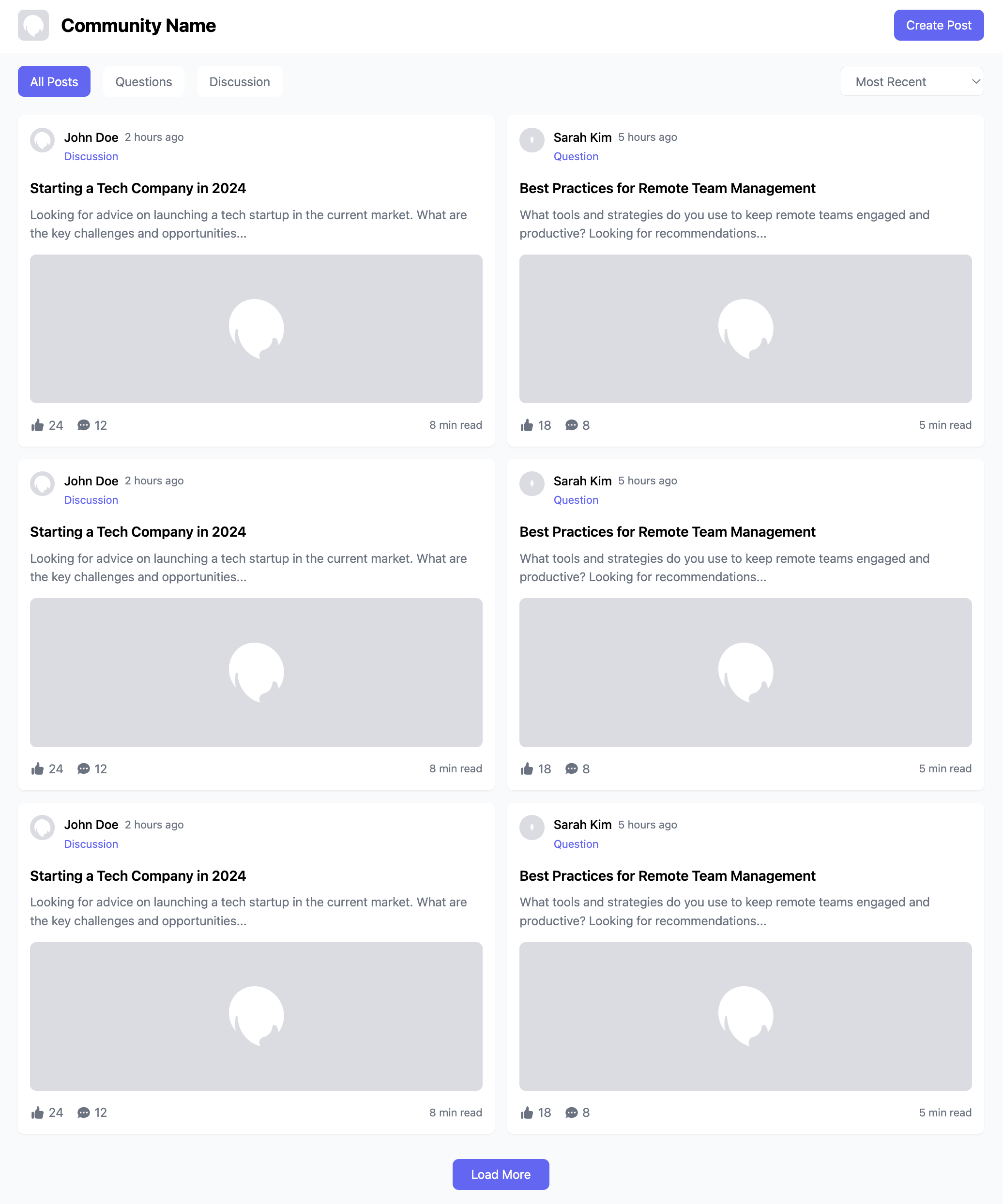 Social Card Discussion Layout