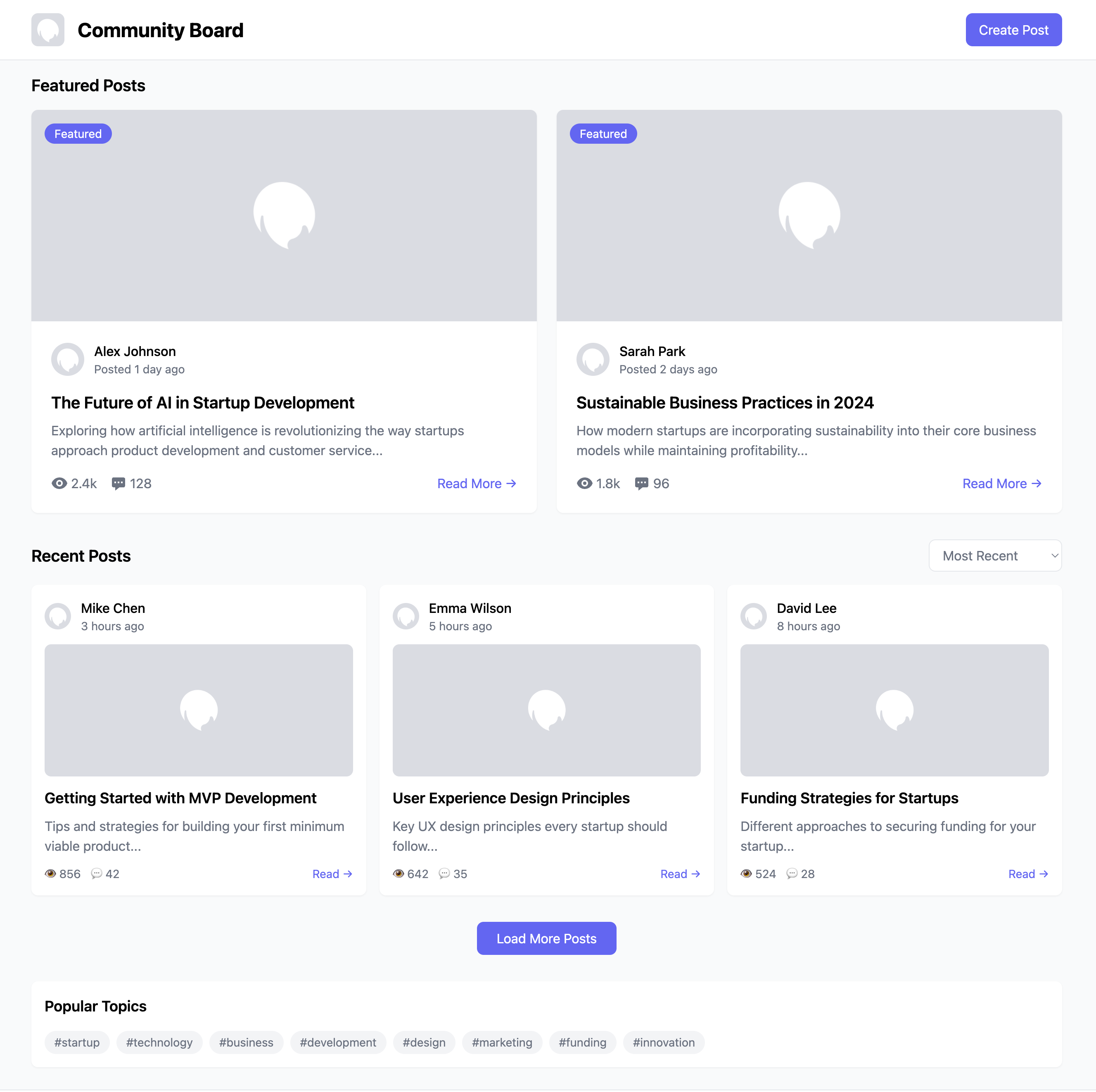 Featured Card Community Board