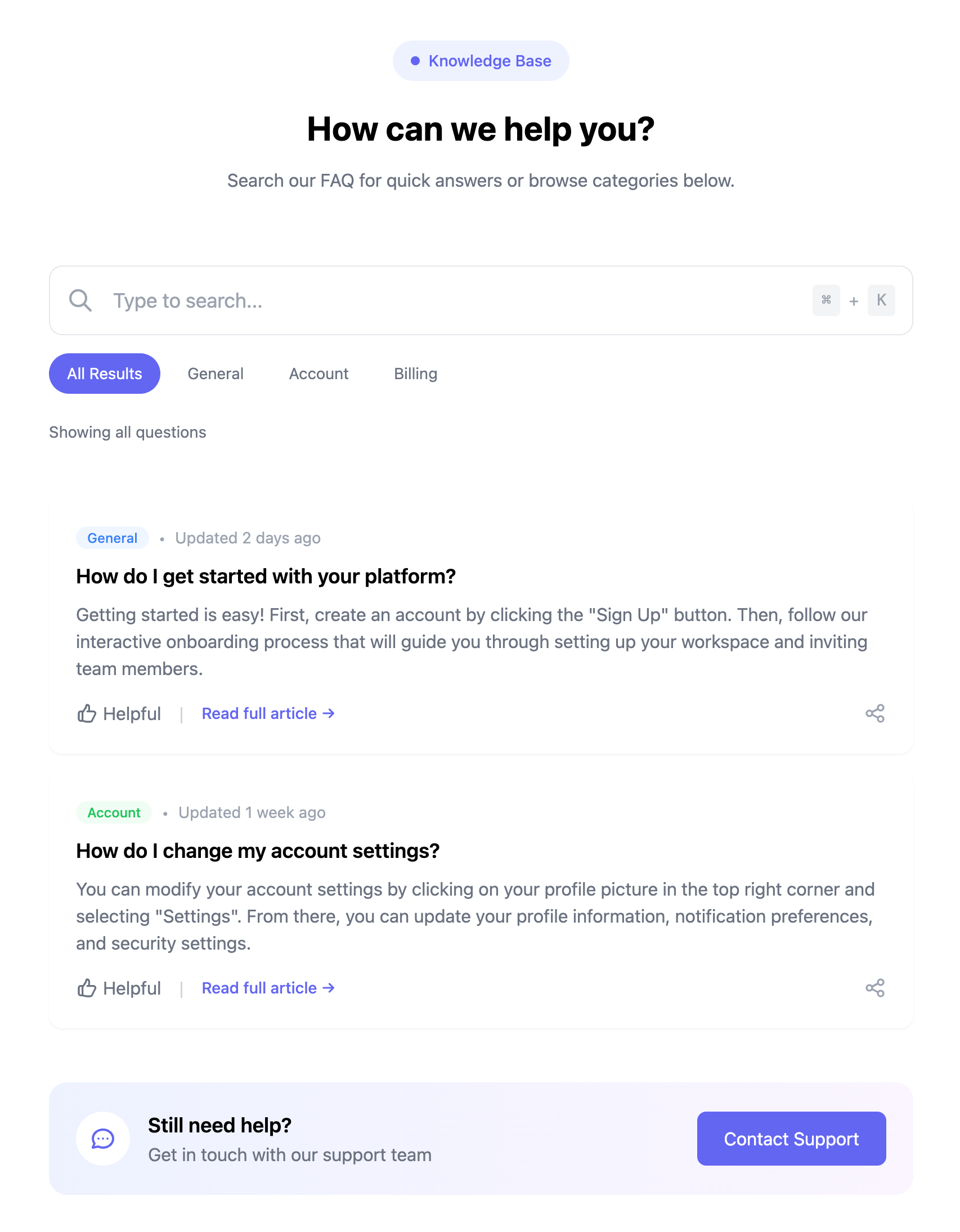 Search-Enabled FAQ Component