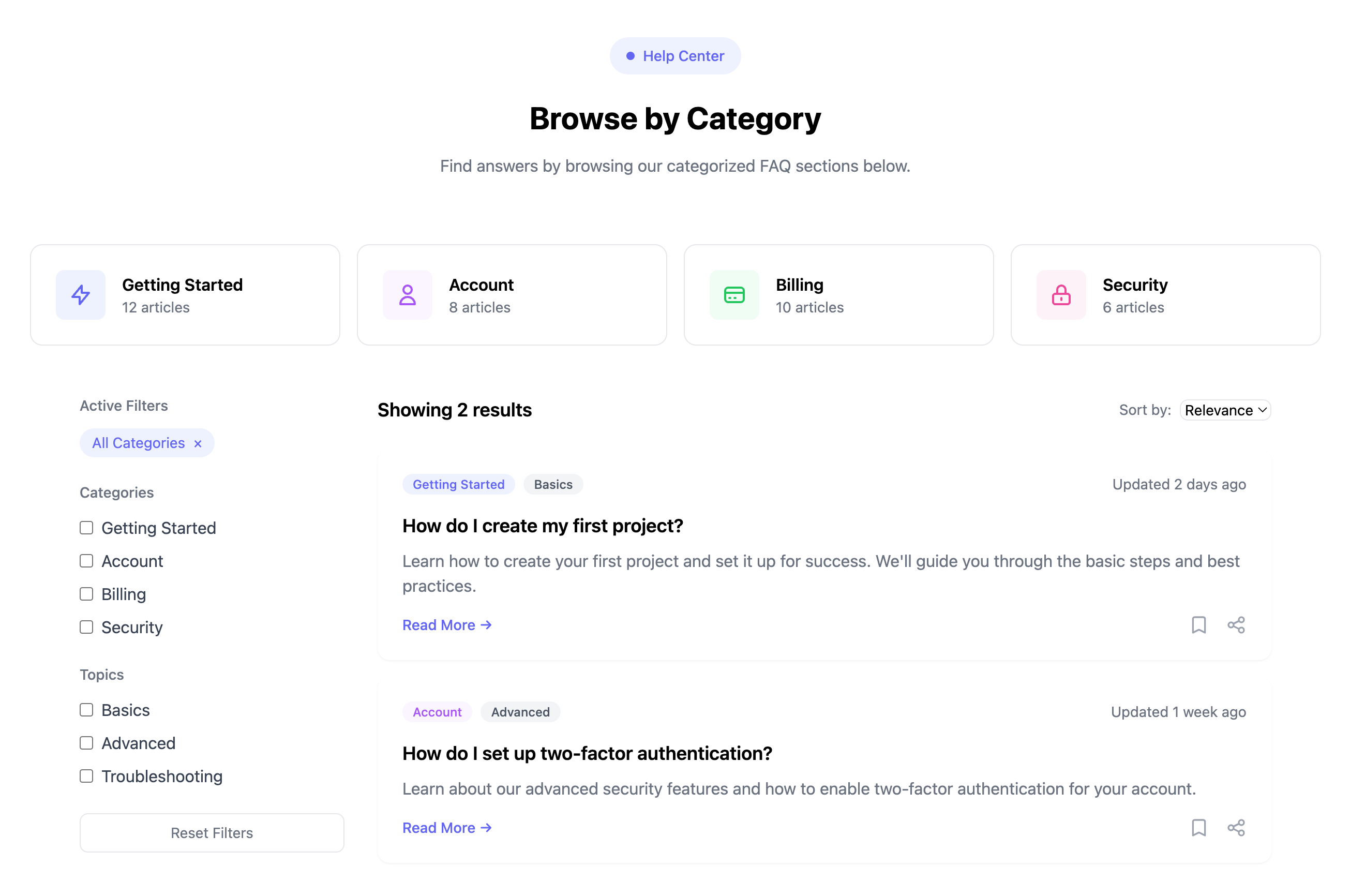 Filter Category FAQ Component