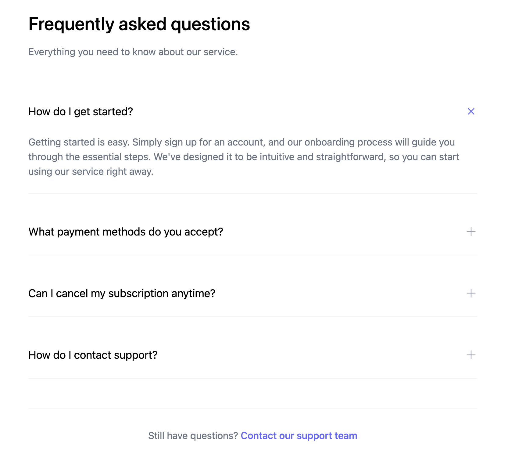 Minimalist FAQ Component