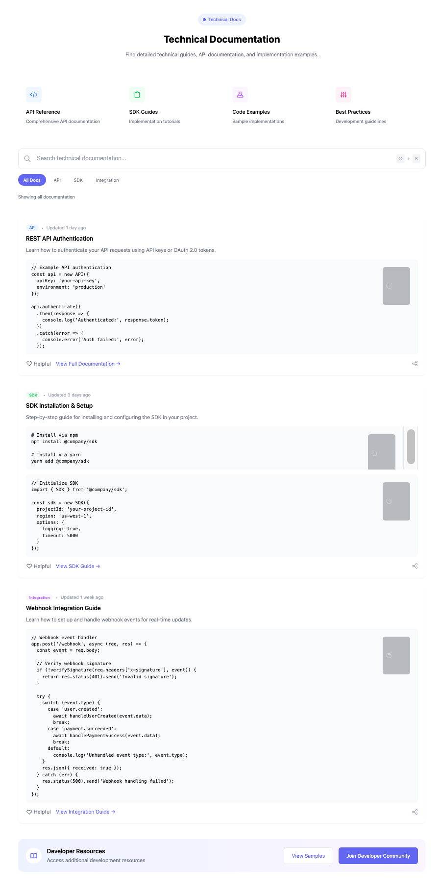 Technical Documentation FAQ Component