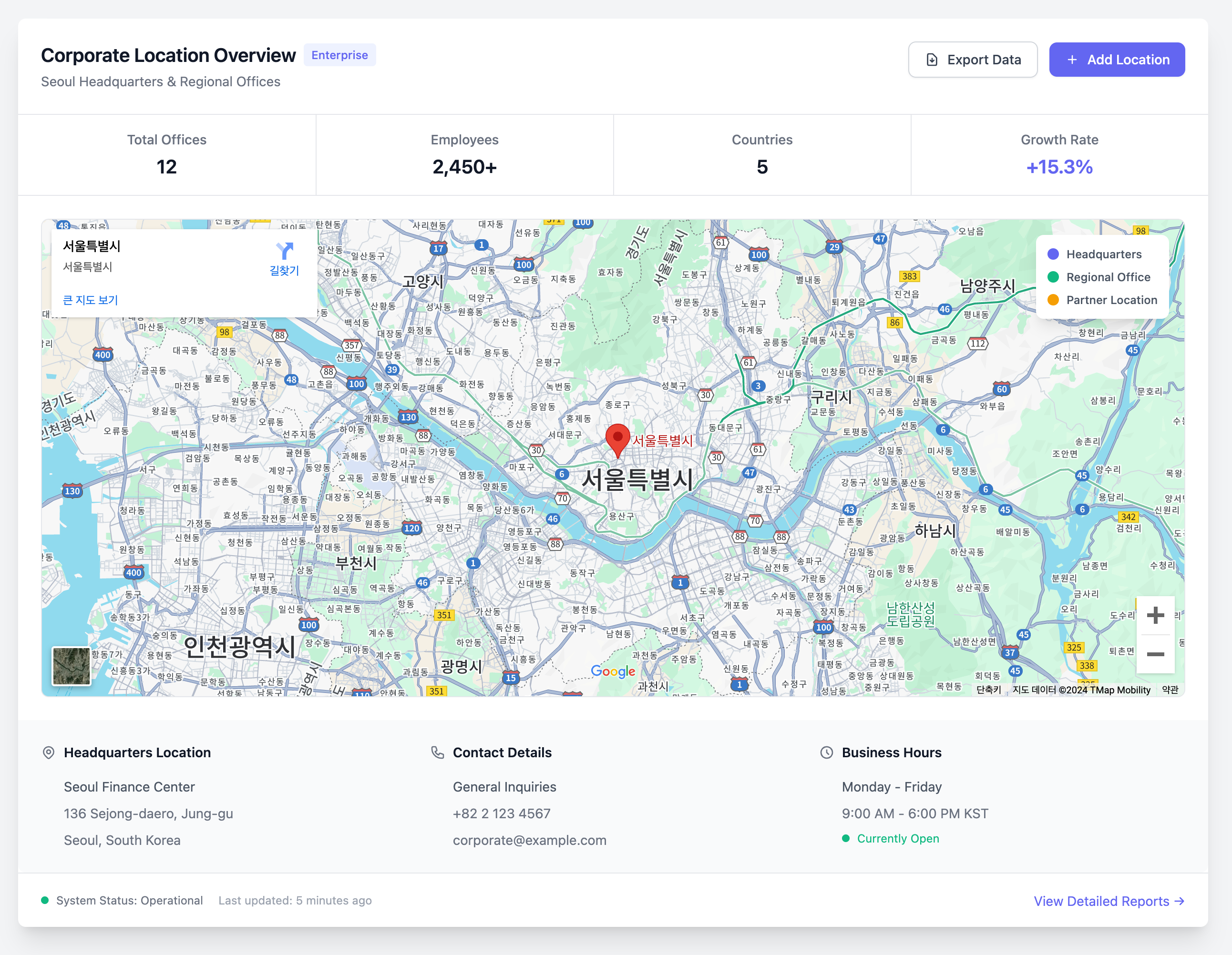 Corporate Map Display Component