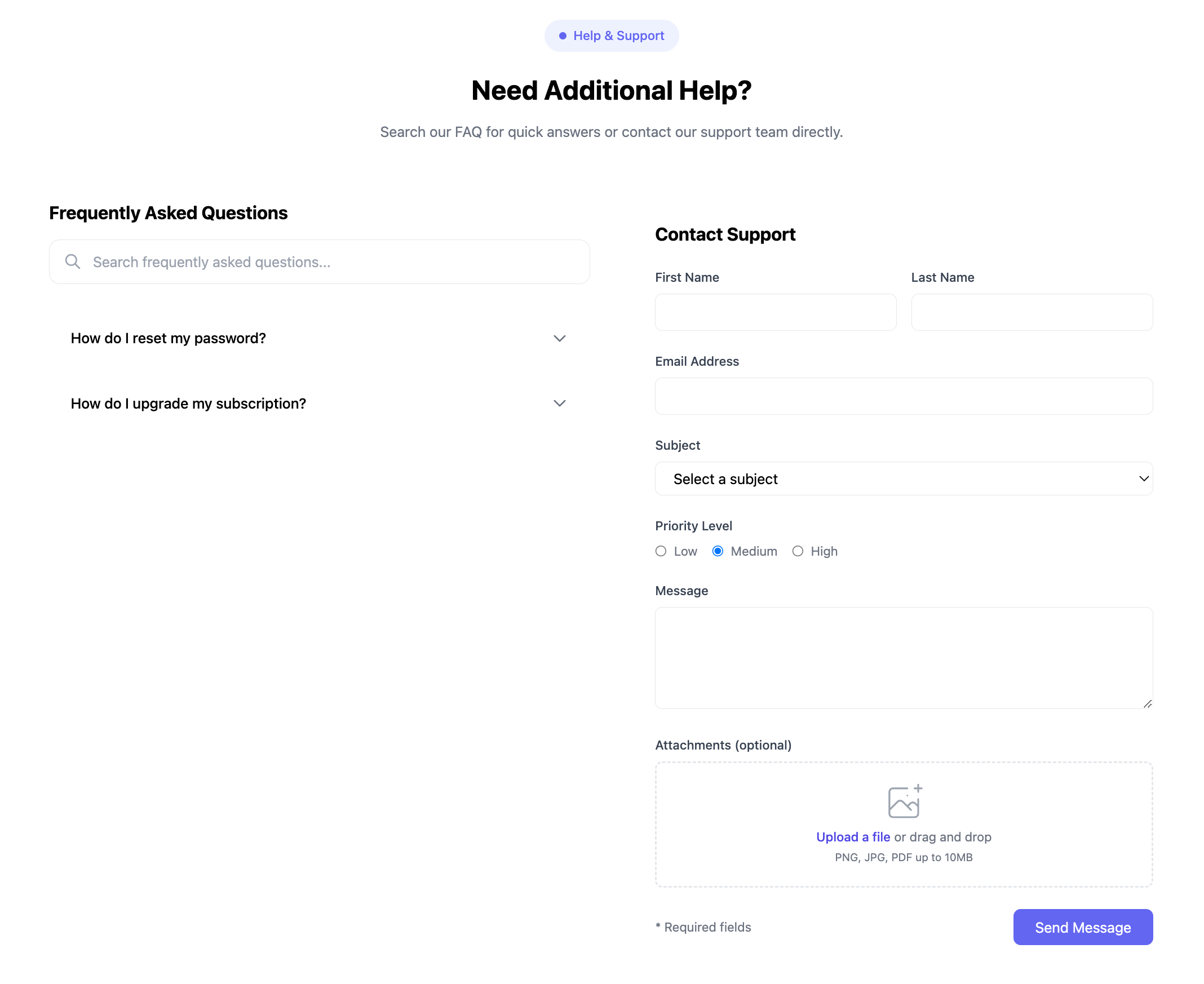 Contact Form FAQ Component