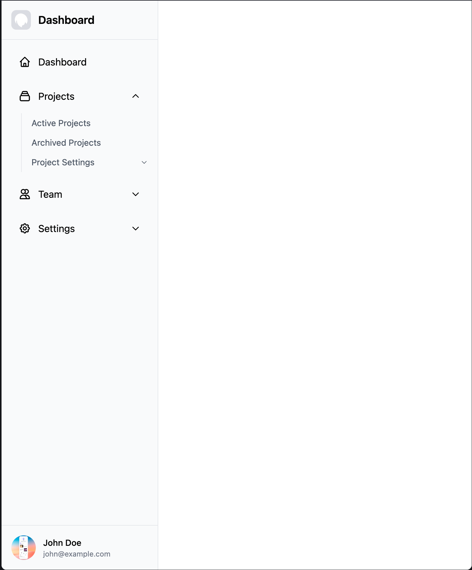 Expandable Nested Menu Sidebar Template
