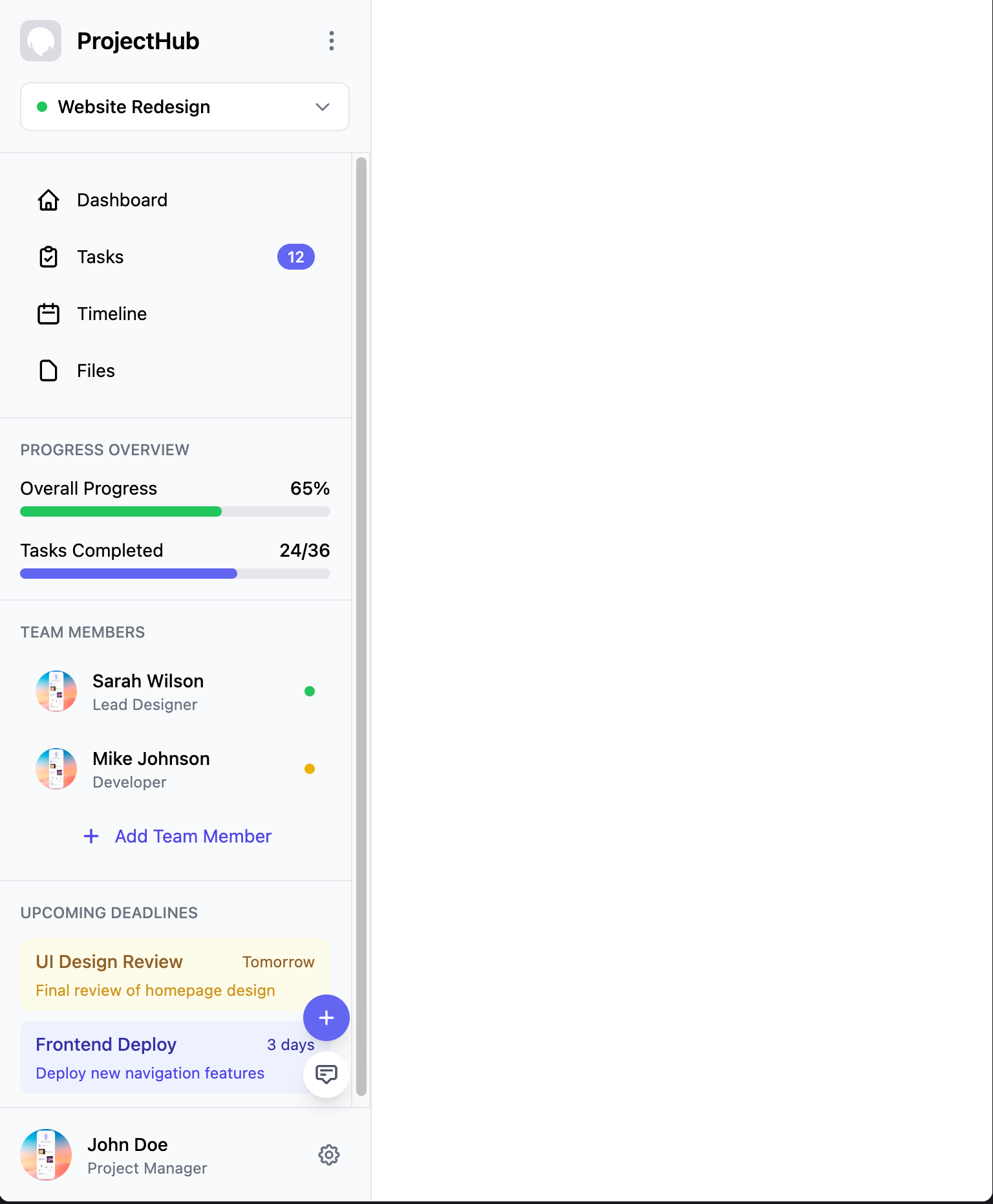 Project Management Sidebar Template