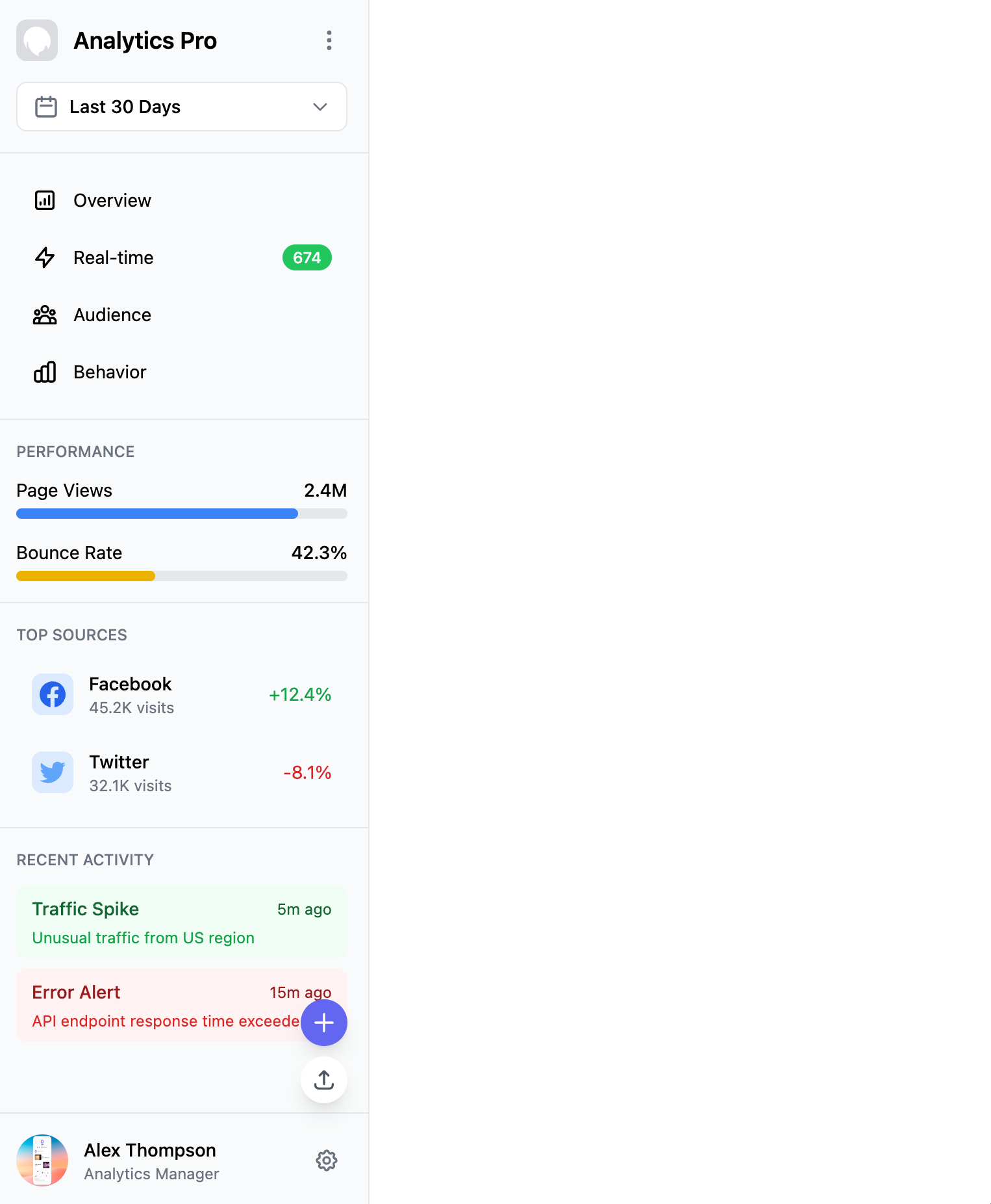 Analytics Dashboard Sidebar Template