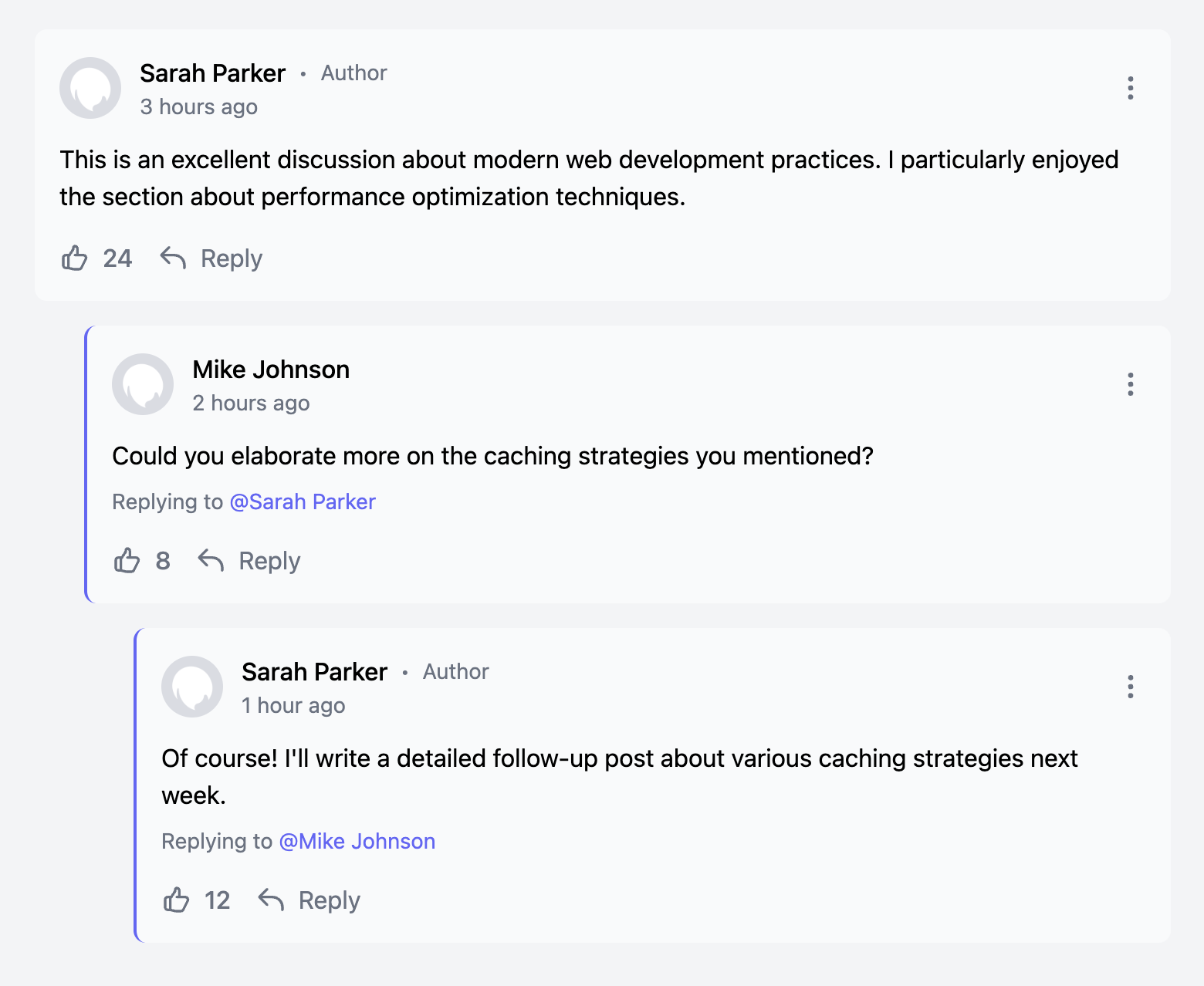 Nested Reply Comment Template