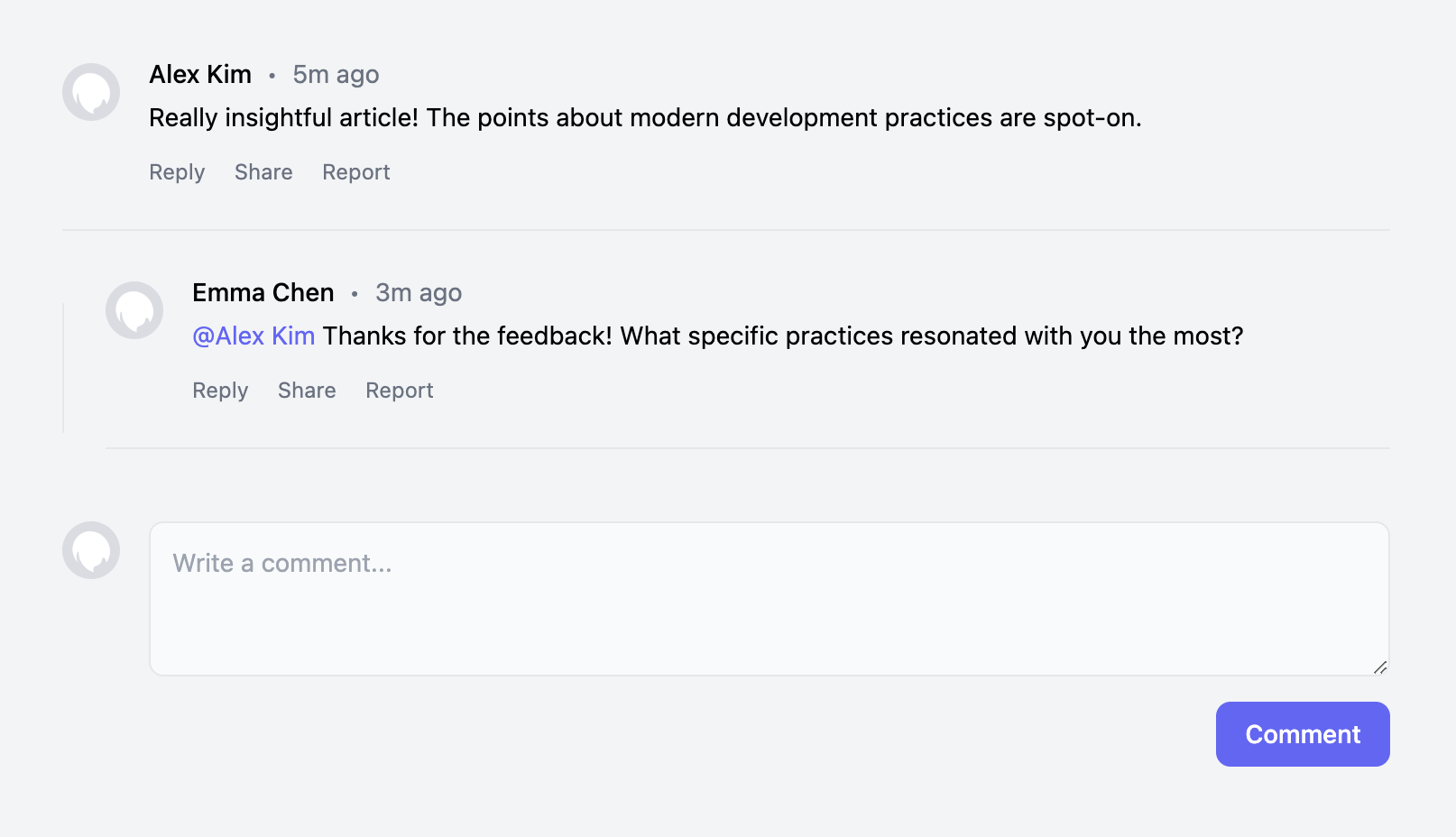 Minimal Line Comment Template
