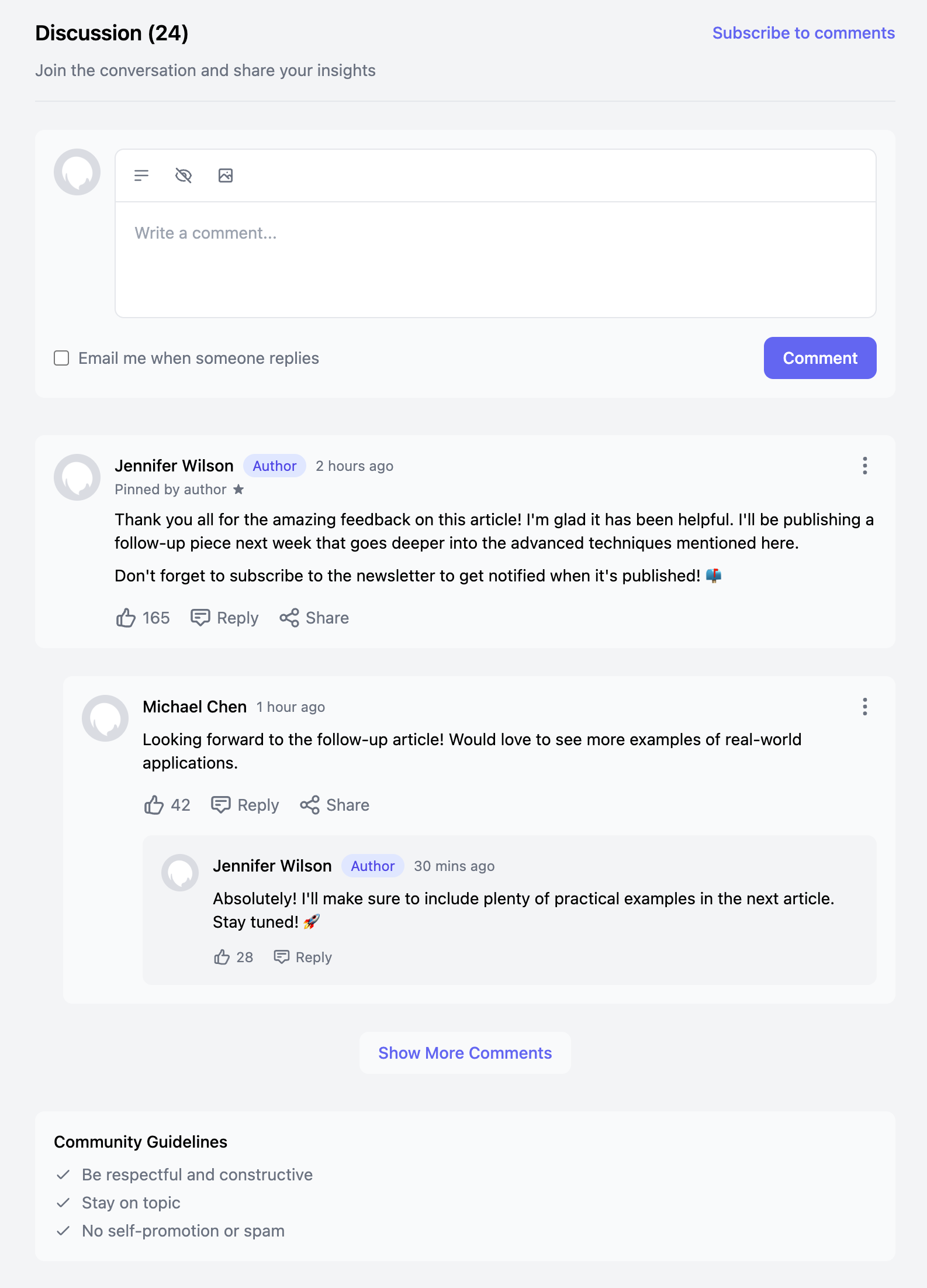 Blog Article Comment Template