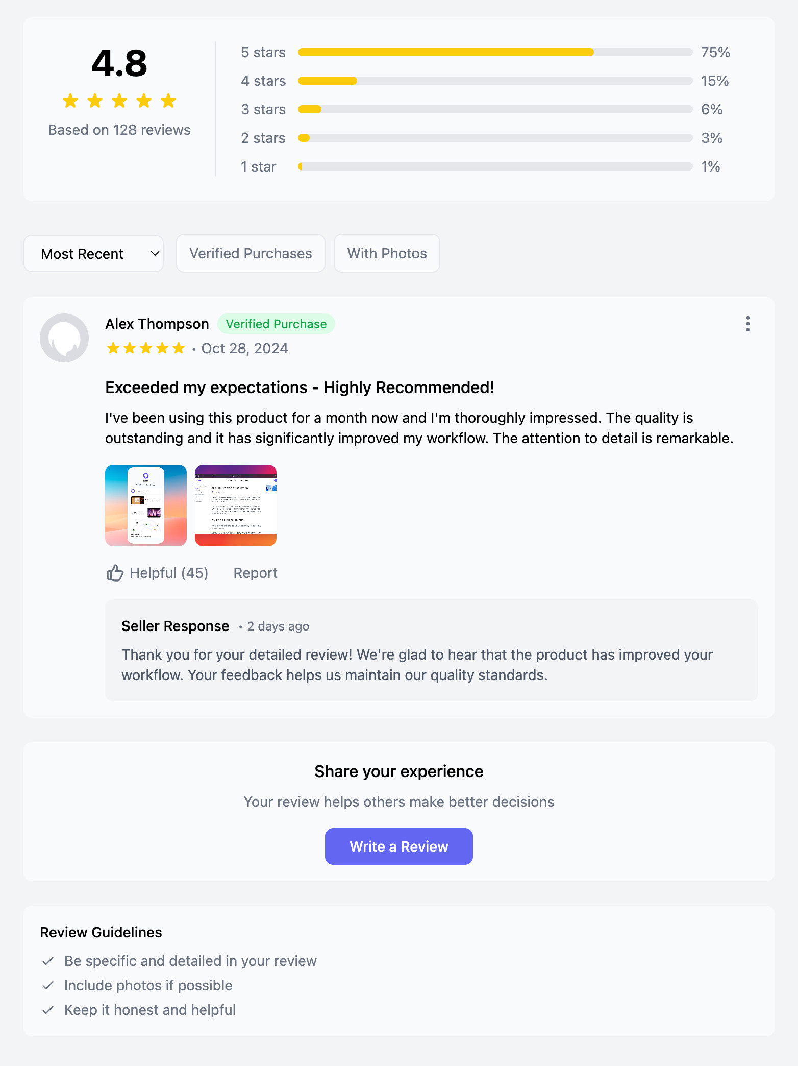 Review & Rating Comment Template