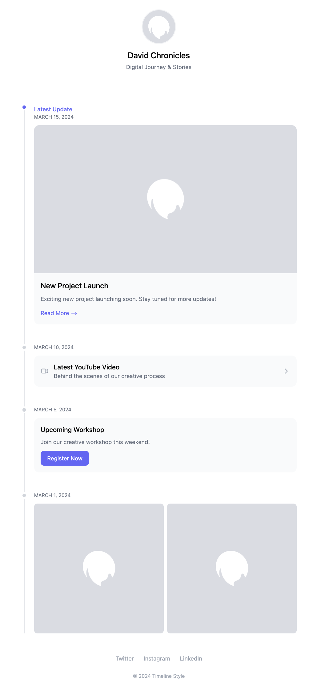 Timeline Style Link in Bio Template