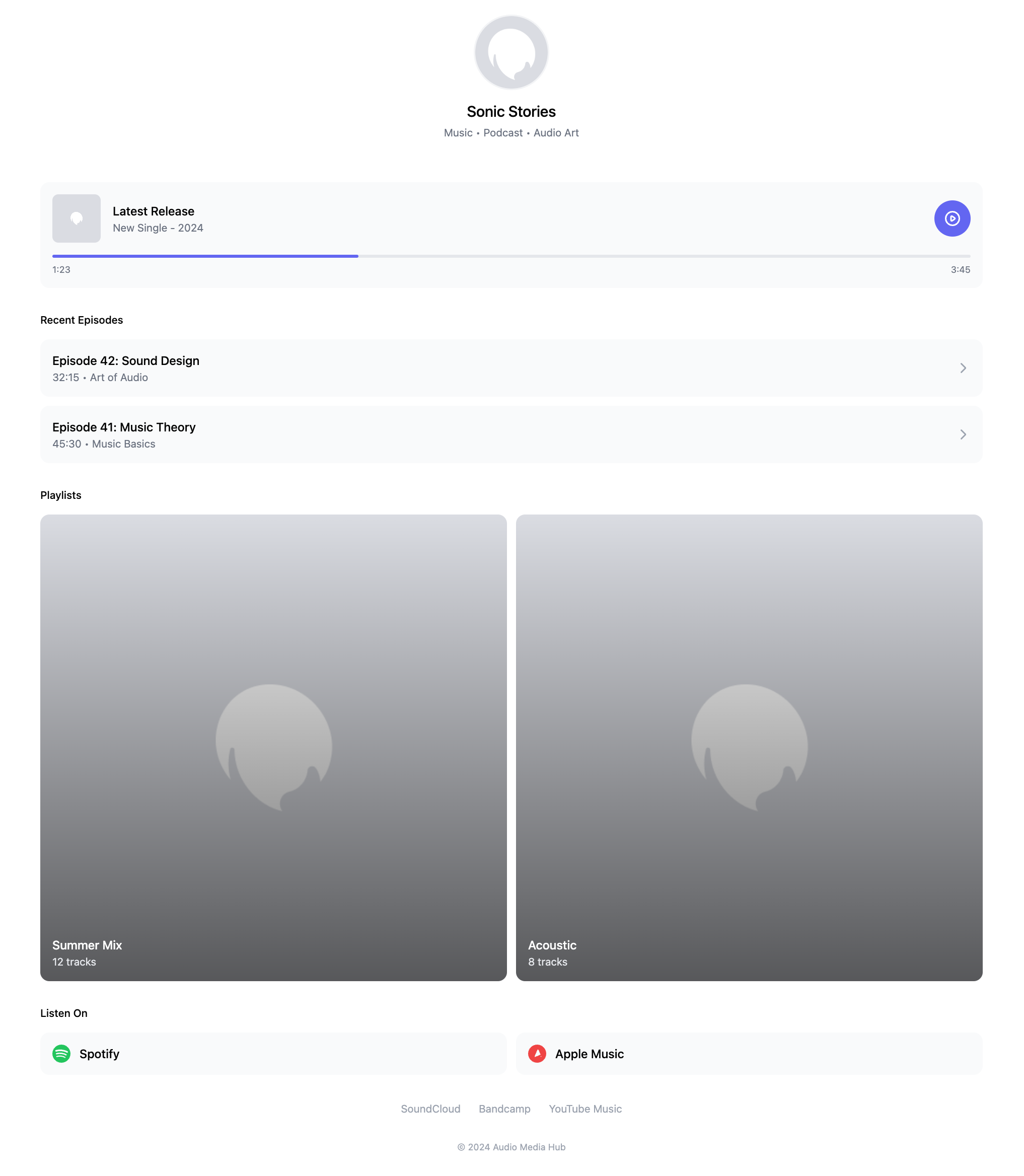 Audio Media Hub Link in Bio Template