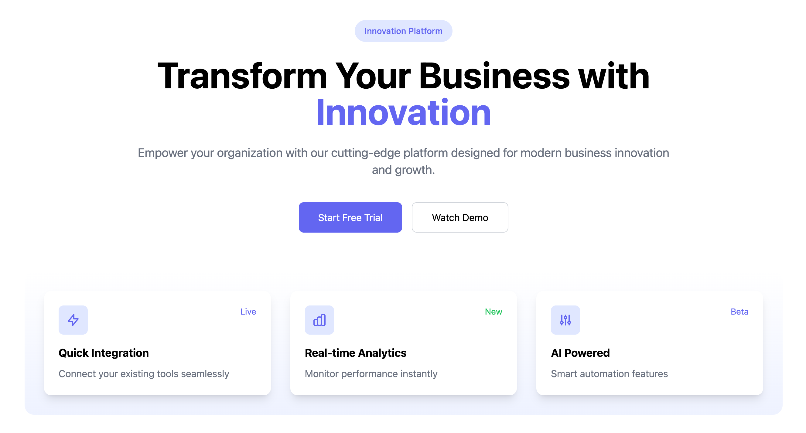 Business Transformation Hero Component