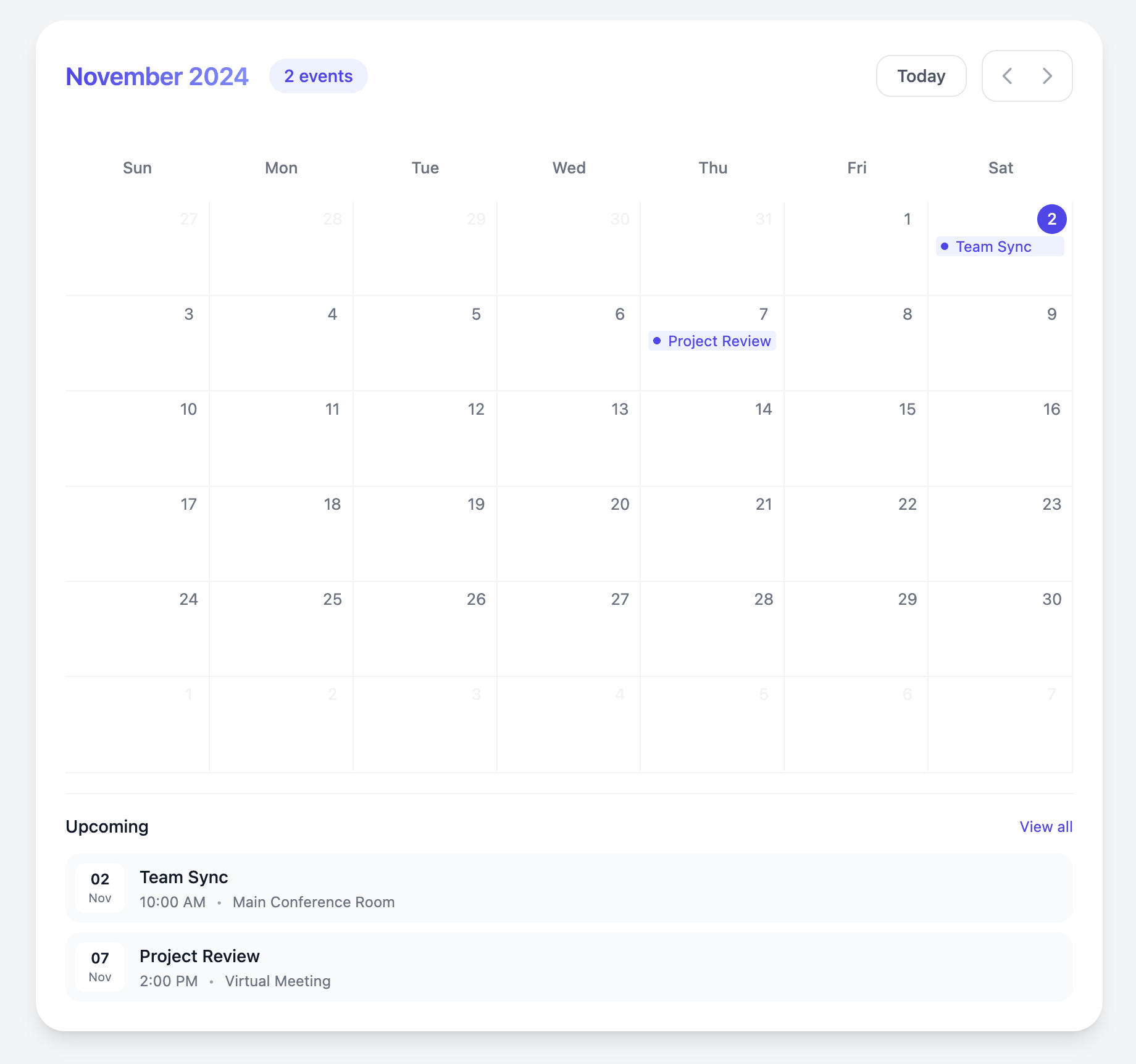 Modern Clean Calendar Template