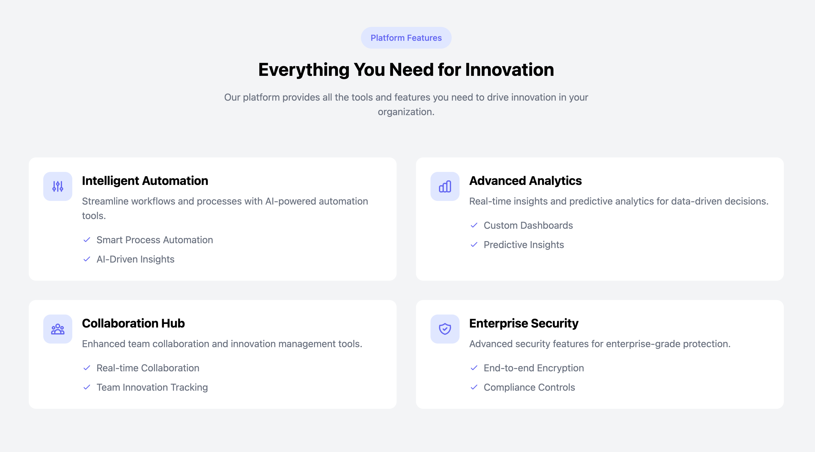 Feature component with left icon applied card and checklist