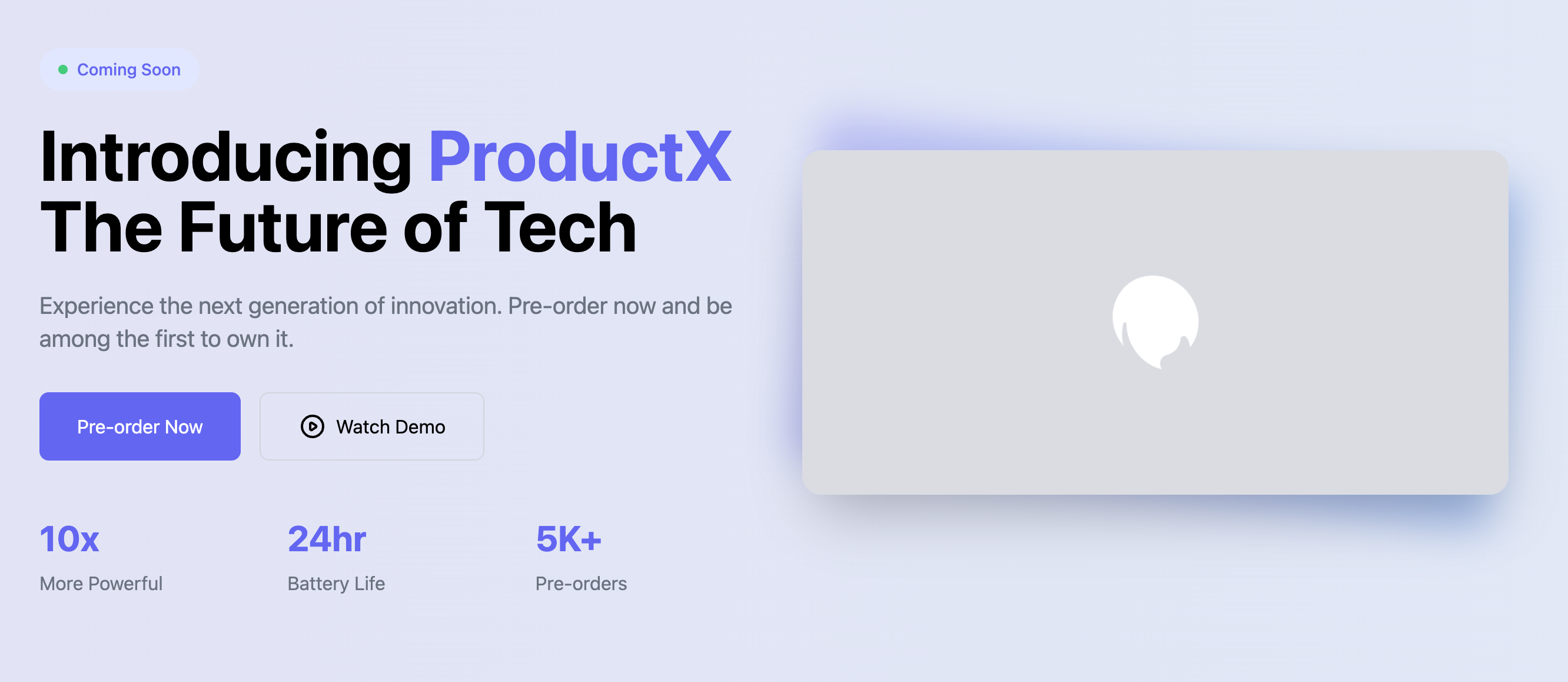 Hero Section with Gradient Cloudy Shadow Images and Key Indicators