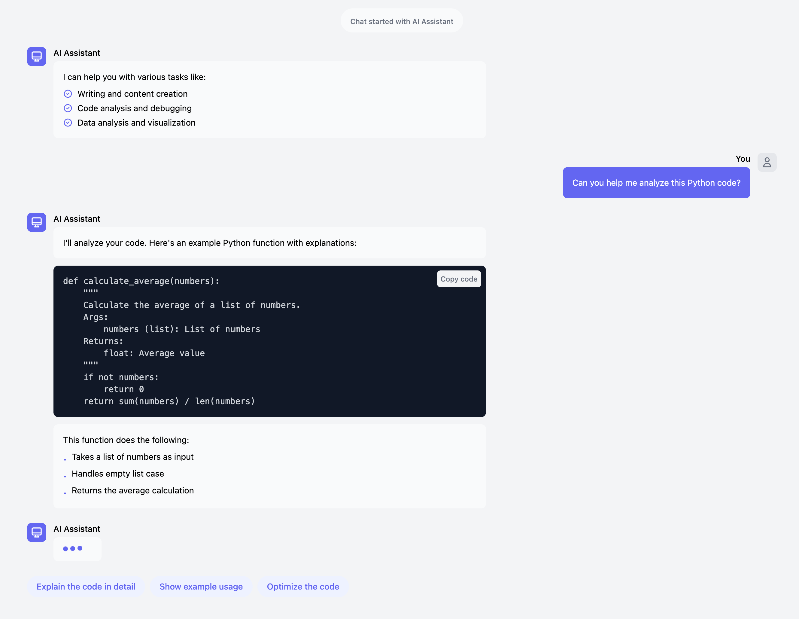 AI Assistant Chat Bubble