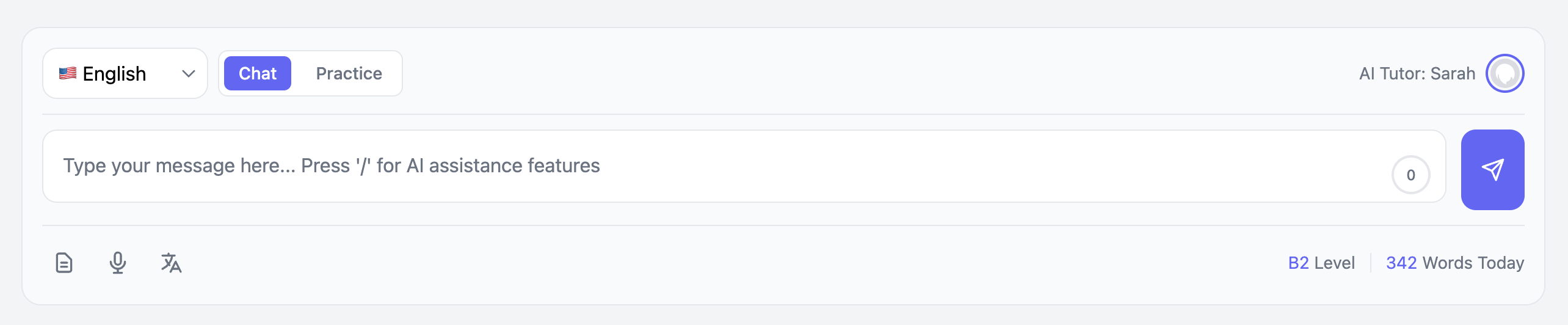 Language Learning AI Chat Input Template