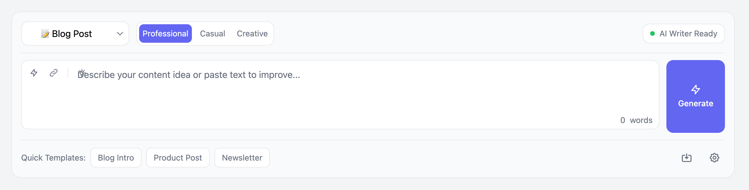 Content Creation AI Chat Input Template
