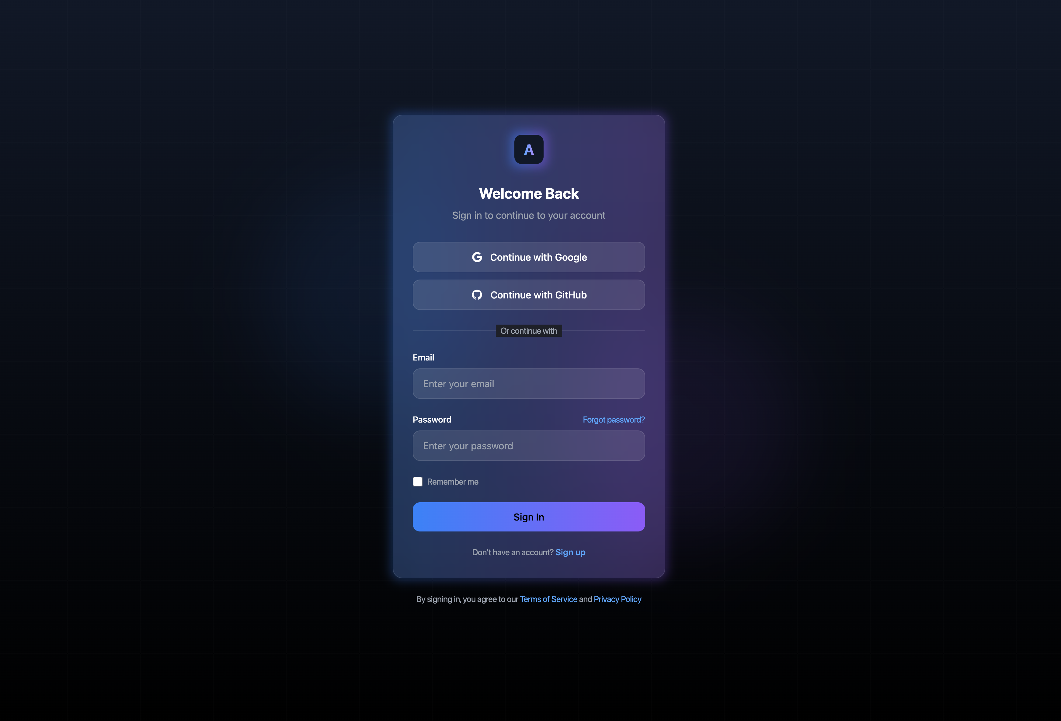 AI Chat Login Page